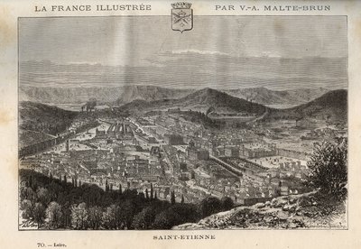 圣埃蒂安（Saint Etienne）--V.-A.的《法国图解：地理、历史、统计管理》中的雕刻。Malt-Brown.1884 作者 法语学校