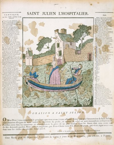医院的圣朱利安划船穿越河流，来自LImagerie Populaire的插图由PL Duchartre和R. Saulmer 作者 法语学校