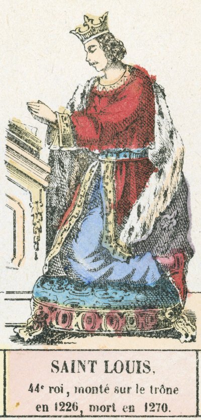 Saint Louis, 44e roi, monte sur le trone en 1226, mort en 1270 (coloured engraving) 作者 法语学校