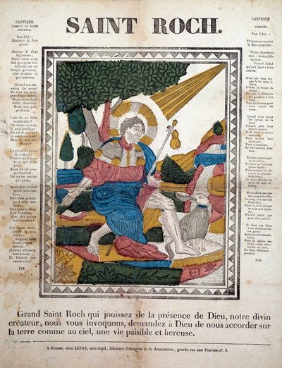 圣罗克雕版画，雷恩的图像（1825年）。科尔，费朗。 作者 法语学校