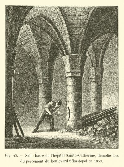 Sainte-Catherine医院的较低房间于1853年在塞瓦斯托波尔大道上拆除 作者 法语学校