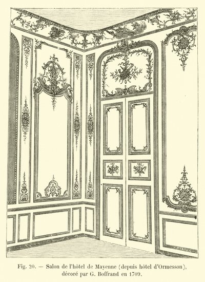 Mayenne酒店的沙龙，自Ormesson酒店以来，由G Boffrand于1709年装饰 作者 法语学校