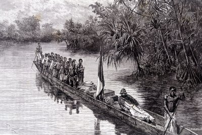 布拉扎的萨沃格南在西非露兜树上划独木舟 - 在“世界之旅”中，1887 年第 2 周 作者 法语学校