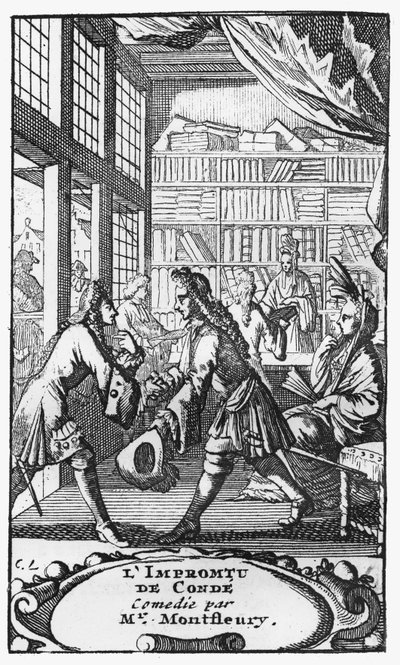 由Montfleury的HoteldeCondé酒店的LImpromptu拍摄的场景，取自1735年Monsieur de Montfleury的作品 作者 法语学校