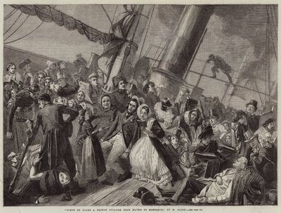 Scene on Board a French Steamer from Havre to Honfleur (engraving) 作者 法语学校