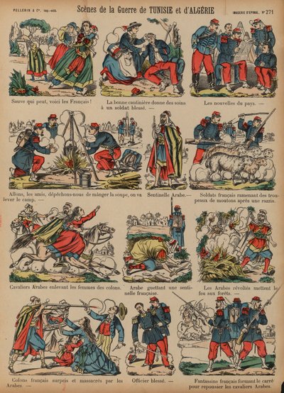 法国在阿尔及利亚和突尼斯的殖民战争场景（彩色版画） 作者 法语学校