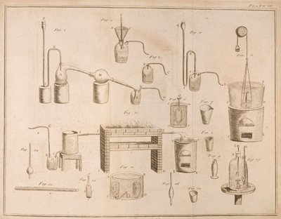 科学装备，来自化学元素的Antoine Laurent de Lavoisier（1743-94），由D.Lizars雕刻，1796年 作者 法语学校