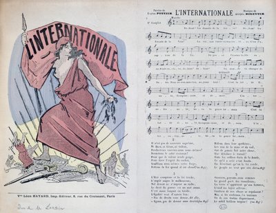 歌曲LInternationale的评分表，c.1900 作者 法语学校