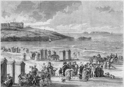 海水浴：迪纳尔(Dinard)海滩上的最后一个浴客，Ile et Vilaine(35)。 作者 法语学校