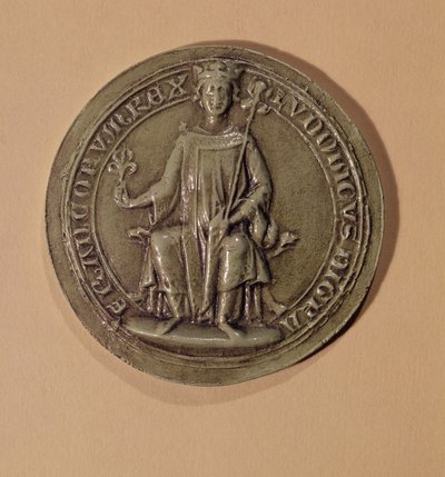 路易九世的封印（1214-70）拿着一个权杖和一个fleur de lys，c.1252 作者 法语学校