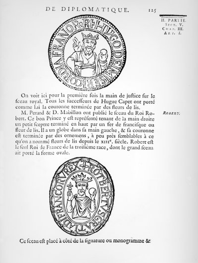 Hugues Capet（c.941-996）和Robert II（c.970-1031）的封印是Pious 作者 法语学校