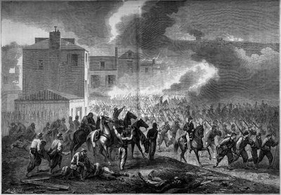 分离战争（1861-1865）或美国内战：1862年科林斯市（密西西比州）的疏散。1862年7月19日在《世界画报》第275期上的版画。 作者 法语学校