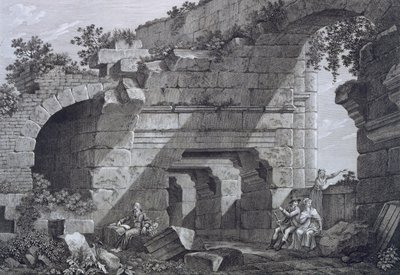 Nimes圆形剧场的第二层画廊，来自AntiquitésdeFrance：第一卷，尼姆纪念碑 作者 法语学校