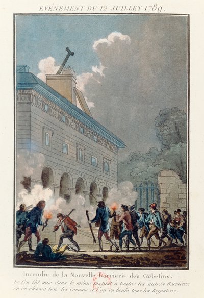 1789年7月12日在巴黎的Fermiers Generaux城墙放火 作者 法语学校