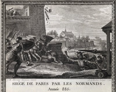 Siege of Paris by the Normans, year 885. Engraving from the “Figures de l