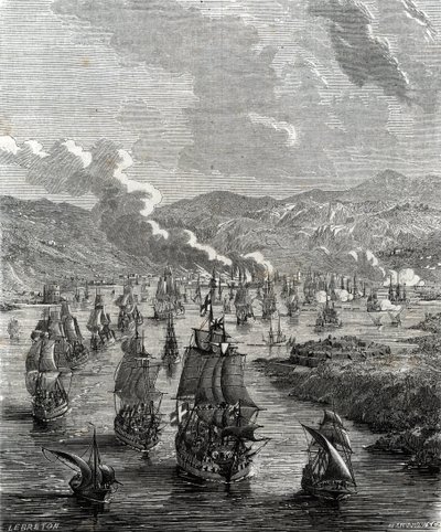 土伦之围发生在1707年7月29日至8月21日西班牙王位继承战争期间，当时盟国的陆上和海上部队围困了法国在土伦的海军基地（雕刻）。 作者 法语学校