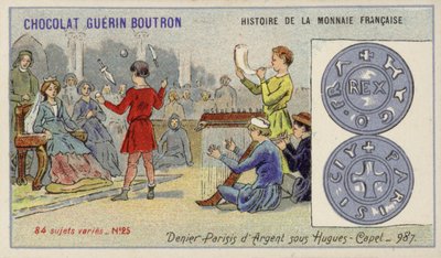 Silver denier parisis of the reign of Hugh Capet, 987 (chromolitho) 作者 法语学校