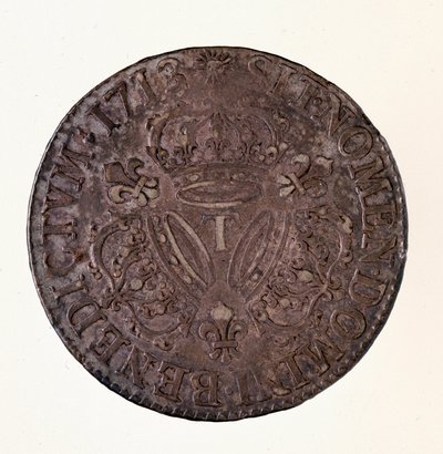 银色法国 ecu (scude)，国王路易十四 (1643-1715) 1713 Diam 在位。 4 厘米那不勒斯，考古博物馆 作者 法语学校
