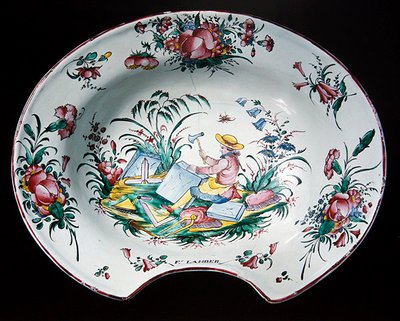 带石匠装饰的板材，1780（多色陶器） 作者 法语学校