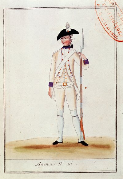 法国Agenois步兵团的士兵，1780年 作者 French School