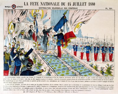 1880年7月14日，1880年7月14日总统朱尔·格雷维（1807-91）在Longchamp庄严地分发旗帜 作者 法语学校