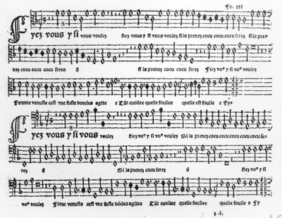 音乐歌曲的歌曲由Pierre Attaignant（d.1552）1535-36出版 作者 法语学校