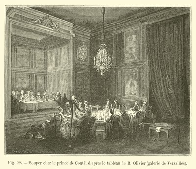 在孔蒂王子酒店享用晚餐; Dapres B奥利维尔，凡尔赛画廊的画作 作者 French School