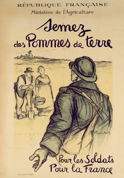 为士兵和法国播种土豆，1915年Ministere de lAgriculture的战争宣传海报 作者 法语学校