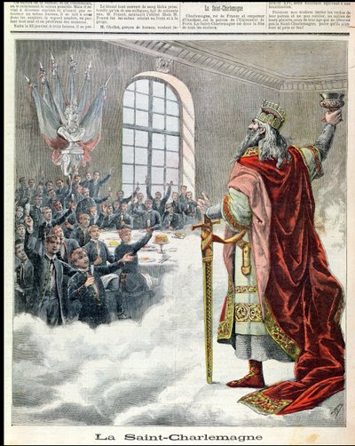 St. Charlemagne，学校儿童的赞助人，来自Le Petit Journal Illustre，1892年 作者 法语学校
