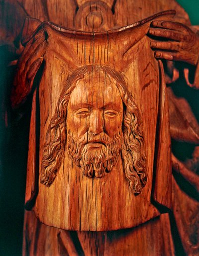 St. Veronicas面纱由天使举行，c.1500（橡木） 作者 French School