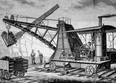 Ruston和Proctor的Steam Terrassier - 在 "科学专辑；杰出的学者；伟大的发现 "1896年。 作者 法语学校
