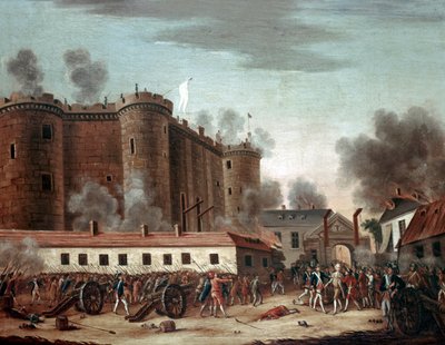 1789年7月14日，巴士底狱的风暴（油画在画布上） 作者 French School