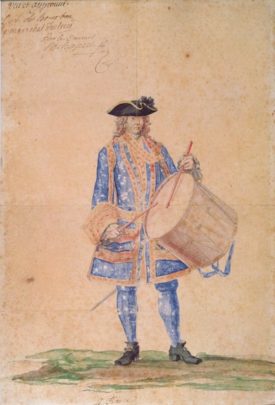 1718年勒阿弗尔驻扎的船长制服研究（铅笔，身体颜色和棕色纸上的wc） 作者 法语学校
