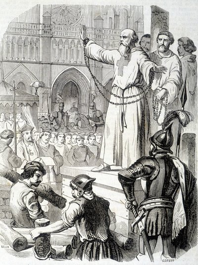 Supplice des Templars (1314)--载于L.-P.的 "Histoire de France"。Anquetil 作者 法语学校