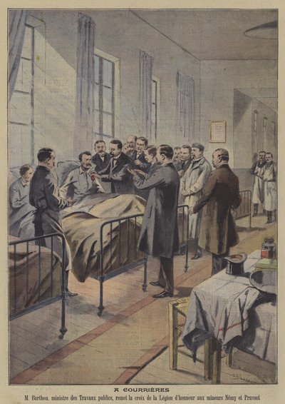 Survivors of the Courrieres mine disaster, France (colour litho) 作者 法语学校