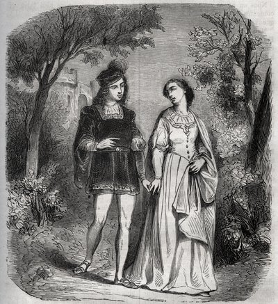 Tantot他们一起在公园里散步。弗朗西斯卡-德-里米尼（Francoise de Rimini 作者 法语学校