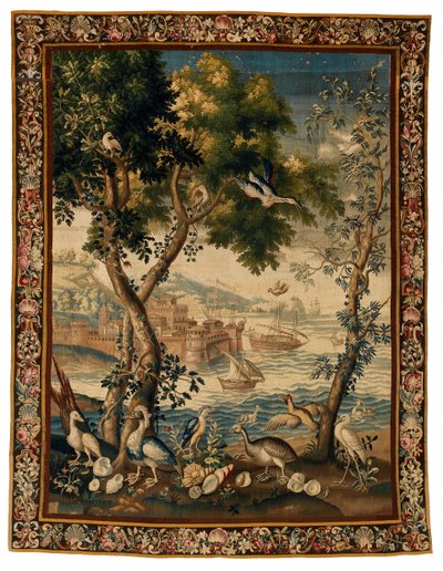 Ports de Mer 之一的挂毯，产自博韦，约 1725 年（羊毛和亚麻） 作者 法语学校
