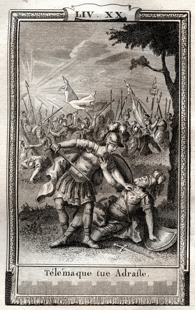 Telemaque tue Adraste - 1798年Monnet在Francois de Salignac de La Mothe-Fenelon dit Fenelon的 "Les Aventures de Telemaque, fils d