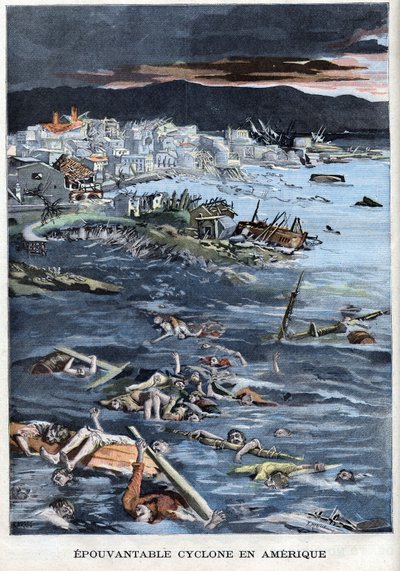 1900年美国德克萨斯州加尔维斯顿的可怕旋风--载于 "小巴黎人"。 作者 法语学校