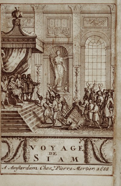 泰国大使在巴黎接受了路易十四的采访，这是1688年Guy Tachard的“暹罗之旅”的主题 作者 法语学校