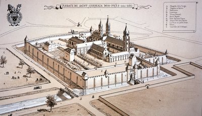 约 1520 年的圣日耳曼德佩修道院（彩色版画） 作者 法语学校