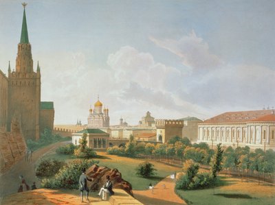 莫斯科的亚历山大花园，由Jacottet和Bachelier印制，1830年（彩色光刻） 作者 法语学校