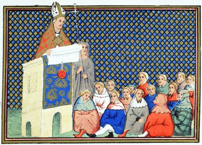 坎特伯雷大主教宣传英国贵族对抗理查德二世，来自Le Prinse et Mort du Roy Richart的传真副本由Jean Creton转载，重印19世纪 作者 法语学校