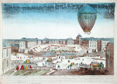 弗朗索瓦-皮拉特-德-罗齐尔（1754-96）的气球之旅，6月23日在凡尔赛宫上空。 作者 法语学校