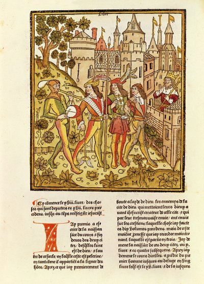 上帝之城和本世纪城市，来自La Cite de Dieu，1486-87（xylograph） 作者 法语学校