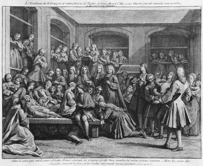 巴黎教区墓地Saint-Medard的Convulsionaries，来自La verite des miracles de M. de Paris的插图...作者：Louis Basile Carre de Montgeron（1686-1754）1737 作者 法语学校