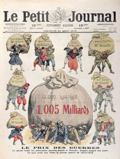 从拿破仑时期到第一次世界大战的战争成本，Le Petit Journal的封面，1919年8月31日 作者 法语学校