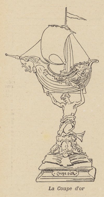 金杯，在法国塞特举行的水上比武大赛的奖杯（石版画） 作者 法语学校