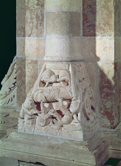 拉撒路和富人的死亡，来自中殿的首都，c.1150 作者 法语学校