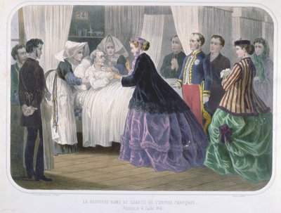 Eugenie女皇（1829-1920）于1866年7月4日访问Amiens的霍乱受害者，c.1866-70 作者 法语学校